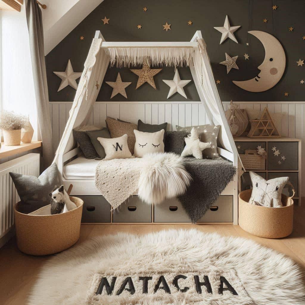 Chambre scandinave personnalisee avec le prenom natacha