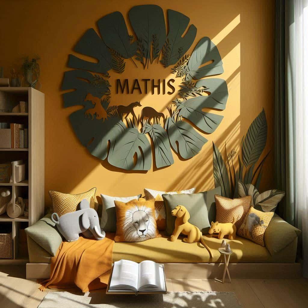 Chambre style africain personnalise avec le prenom mathis