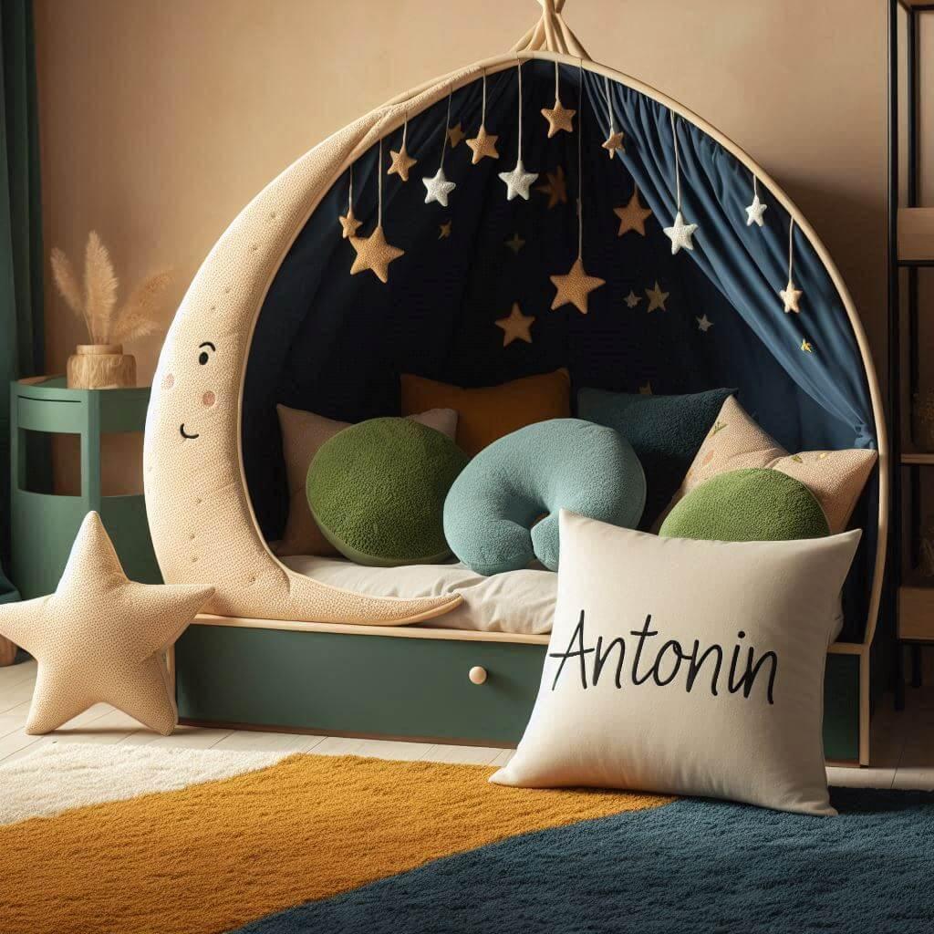 Chambre tendance 2025 avec le prenom antonin petit coin jeu pour enfant