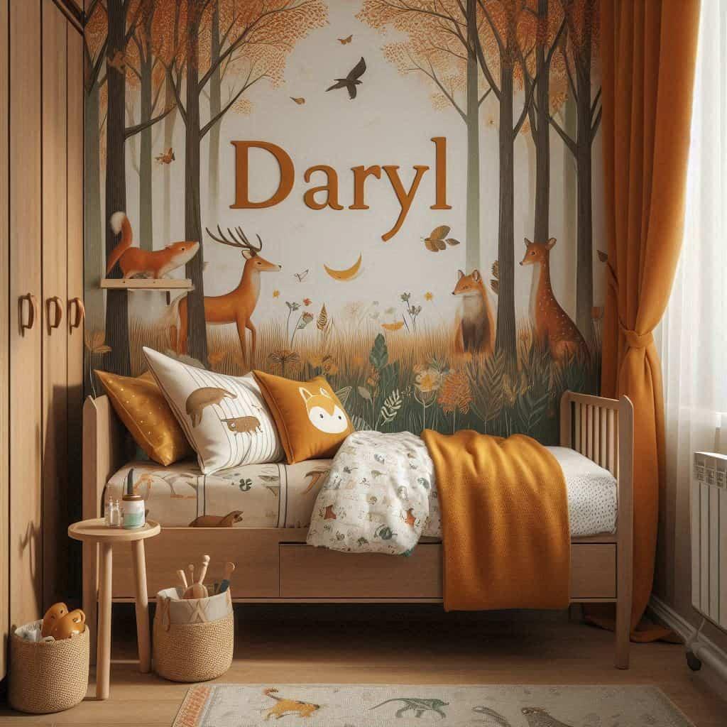 Chambre theme animaux de la foret personnalisee avec le prenom daryl