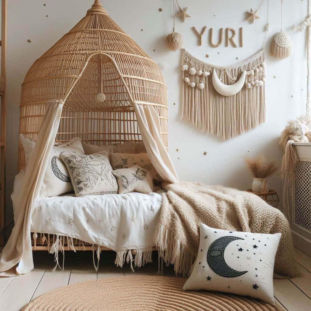 Chambre theme boheme chic avec le prenom yuri