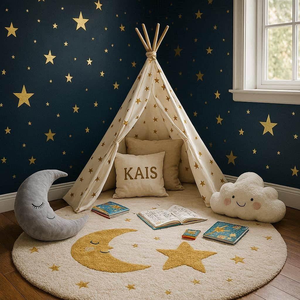 Chambre theme ciel etoile prenom kais