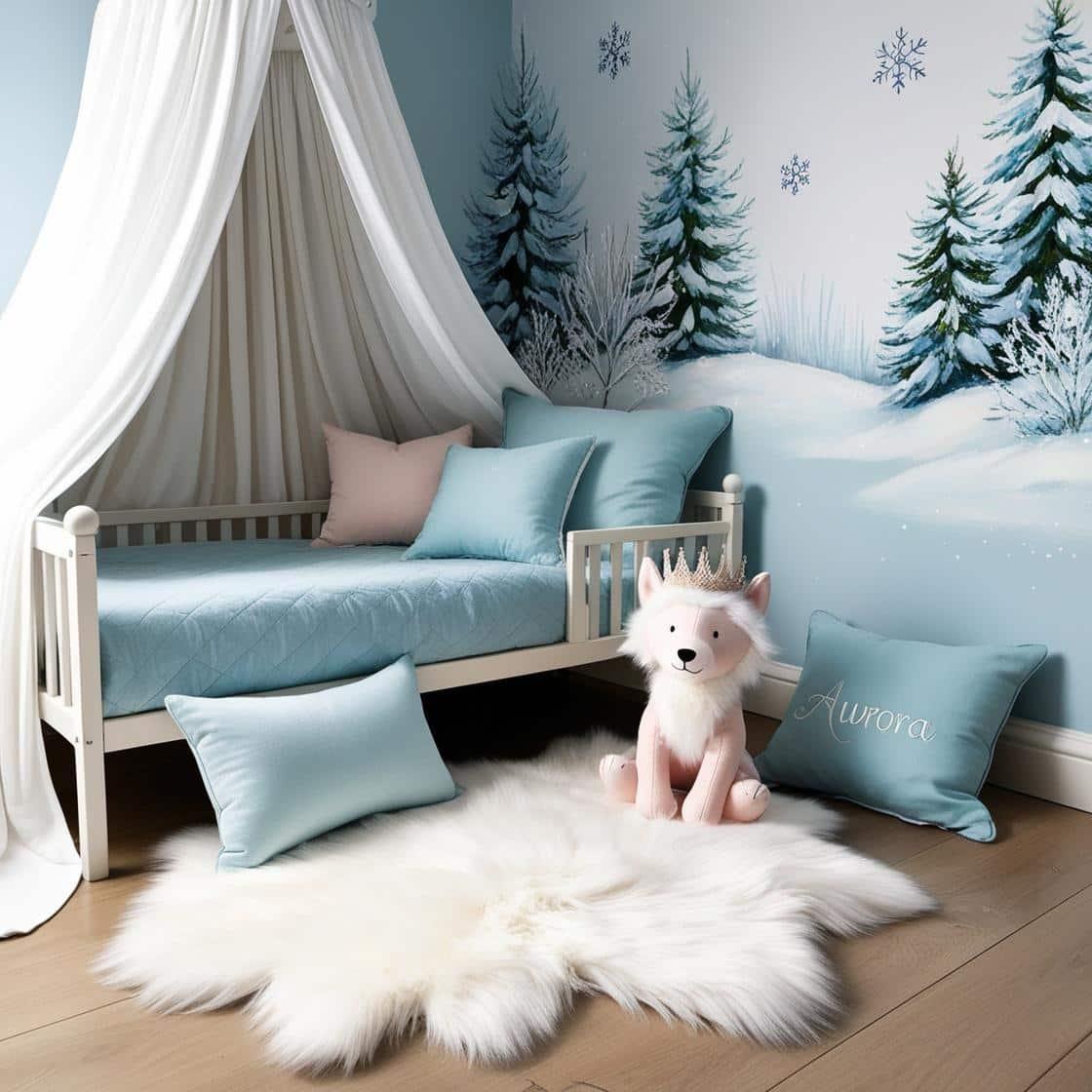 Chambre theme de l hiver personnalise avec le prenom aurora