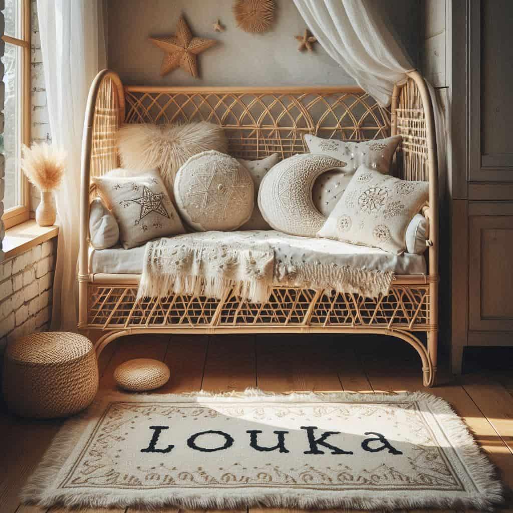Chambre theme deco bohemienne personnalisee avec le prenom louka