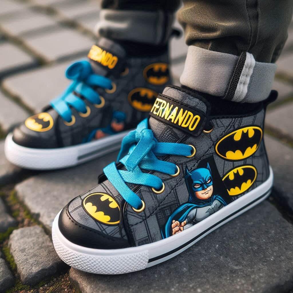 Chaussures baskets pour enfant avec le prenom fernando theme batman