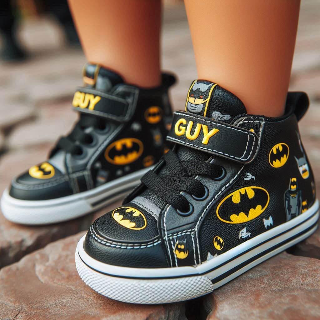 Chaussures baskets pour enfant avec le prenom guy theme batman