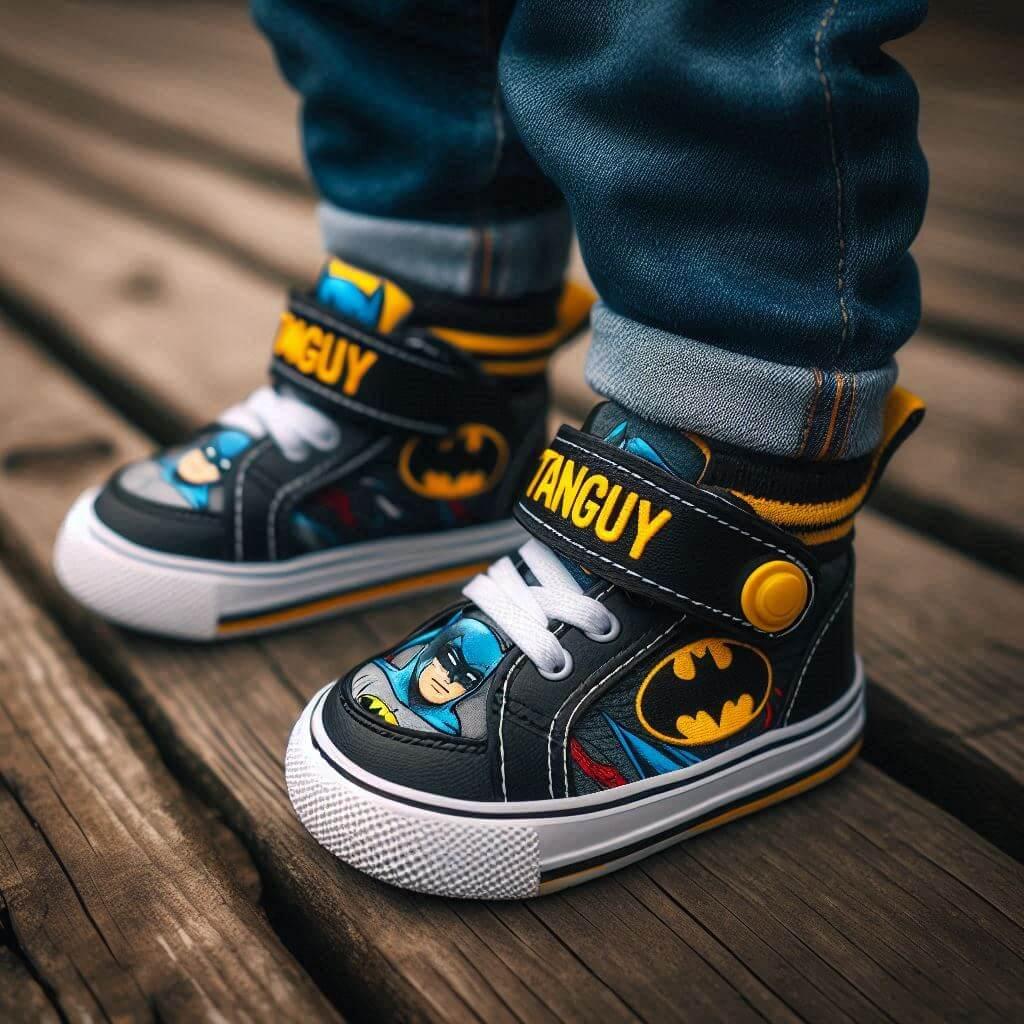Chaussures baskets pour enfant avec le prenom tanguy theme batman