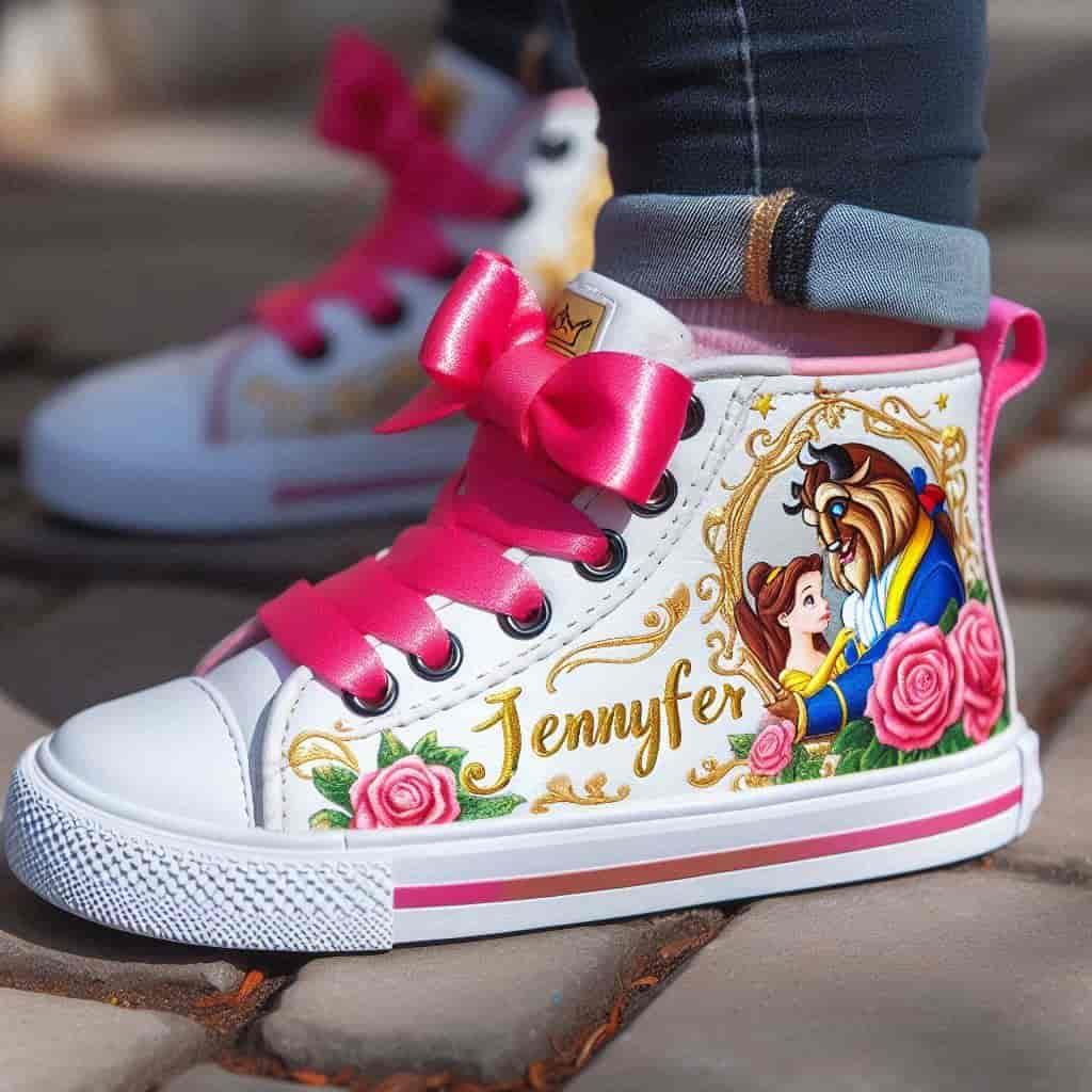 Chaussures theme la belle et la bete personnalise avec le prenom jennyfer