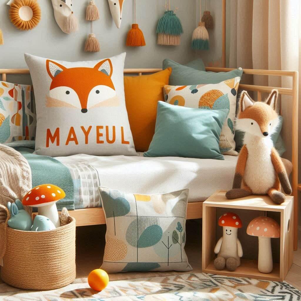 decoration de chambre enfant style renard personnalisée avec le prénom mayeul