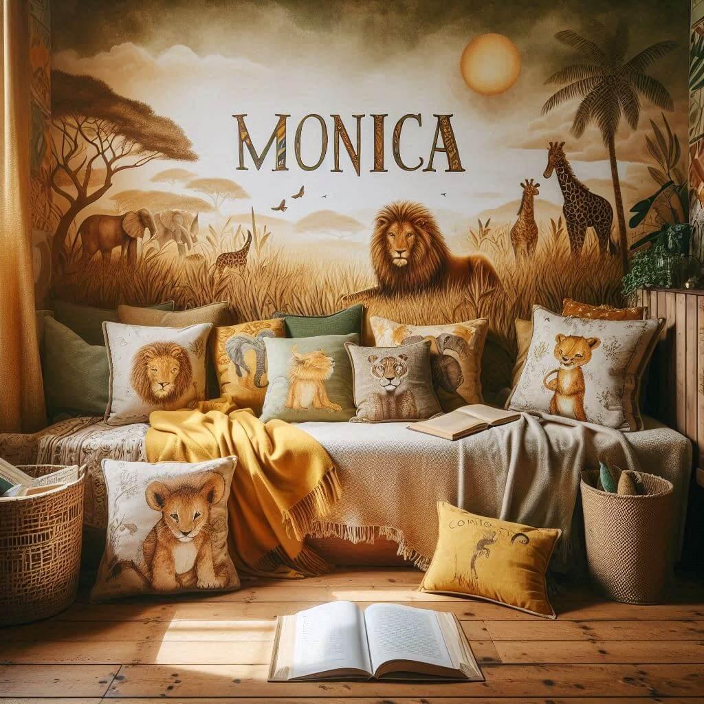 Coin lecture decoration africaine avec le prenom monica