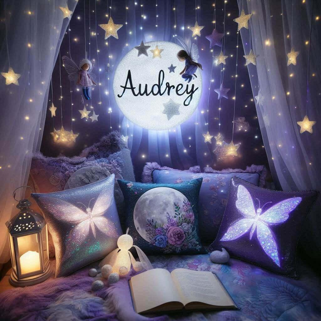 decoration pour petite fille, theme fée, avec le prenom audrey