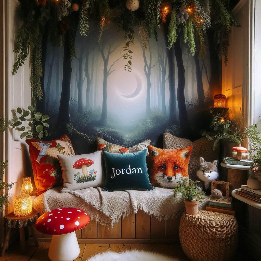 Coin lecture inspire des forets enchantees avec une foret brumeuse prenom jordan