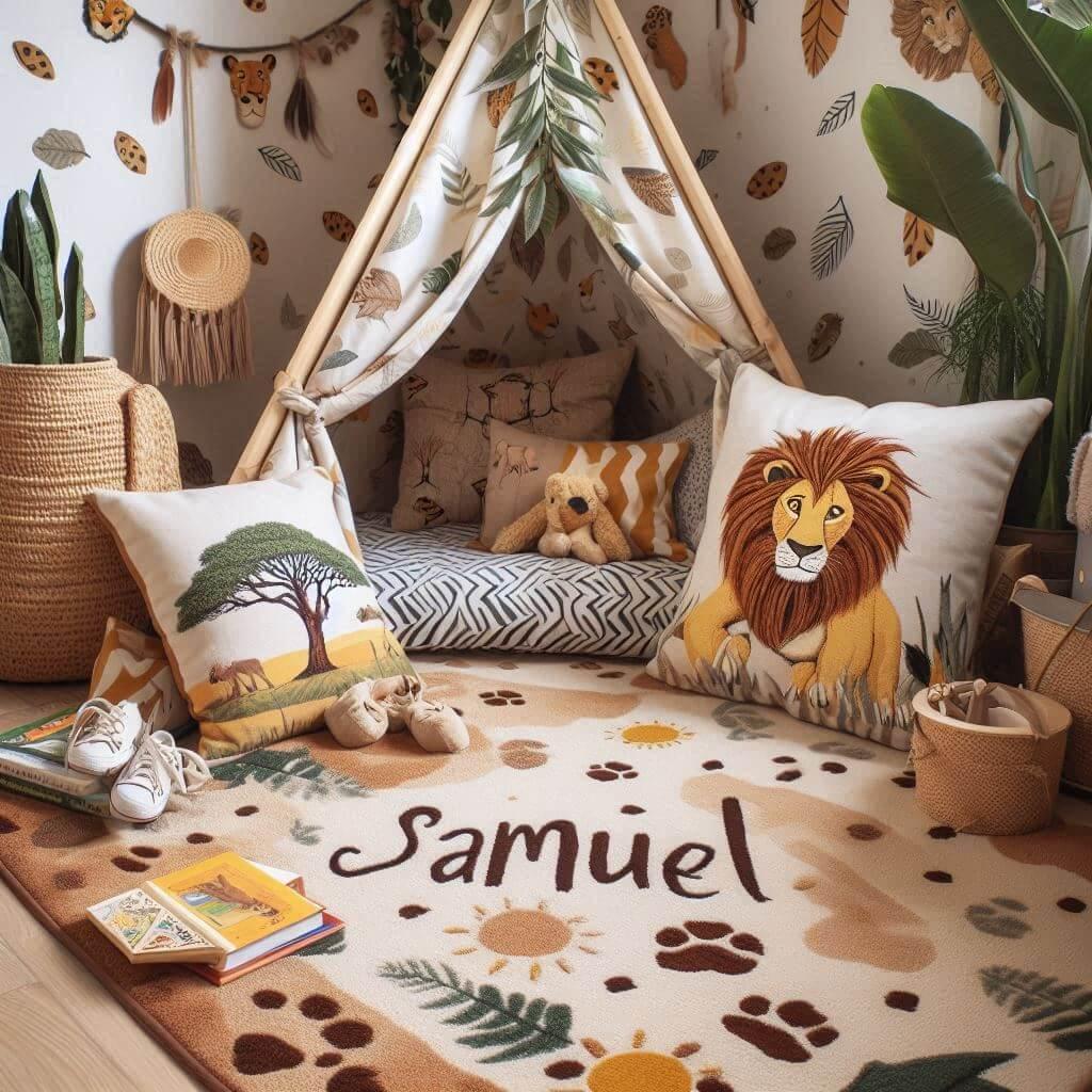 Coin lecture pour enfant avec le prenom samuel theme le roi lion de disney