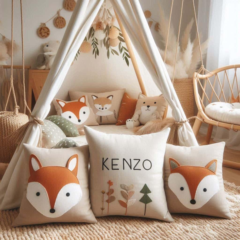 Coin lecture style animaux de la foret couleurs naturelles personnalise avec le nom kenzo