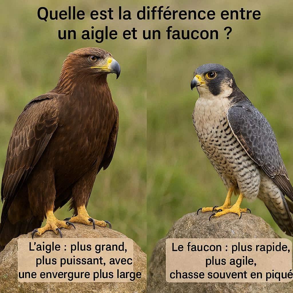 Comparatif aigle et faucon differences taille puissance vitesse agilite oiseaux de proie