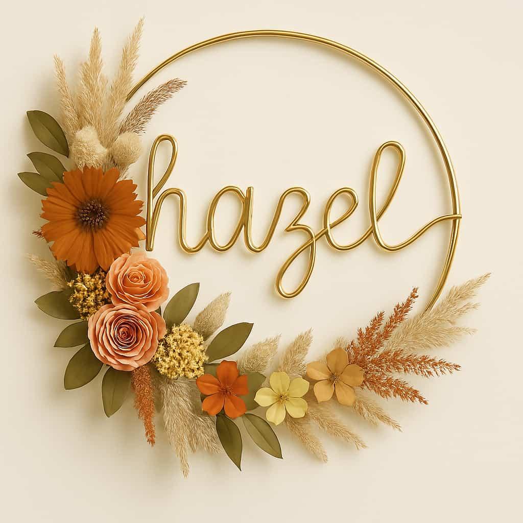 Couronne de fleurs personnalisee au nom de hazel