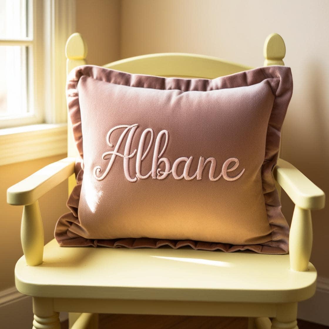Coussin personnalise avec le prenom albane