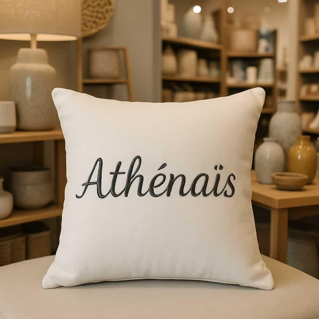 Coussin personnalise avec le prenom athenais