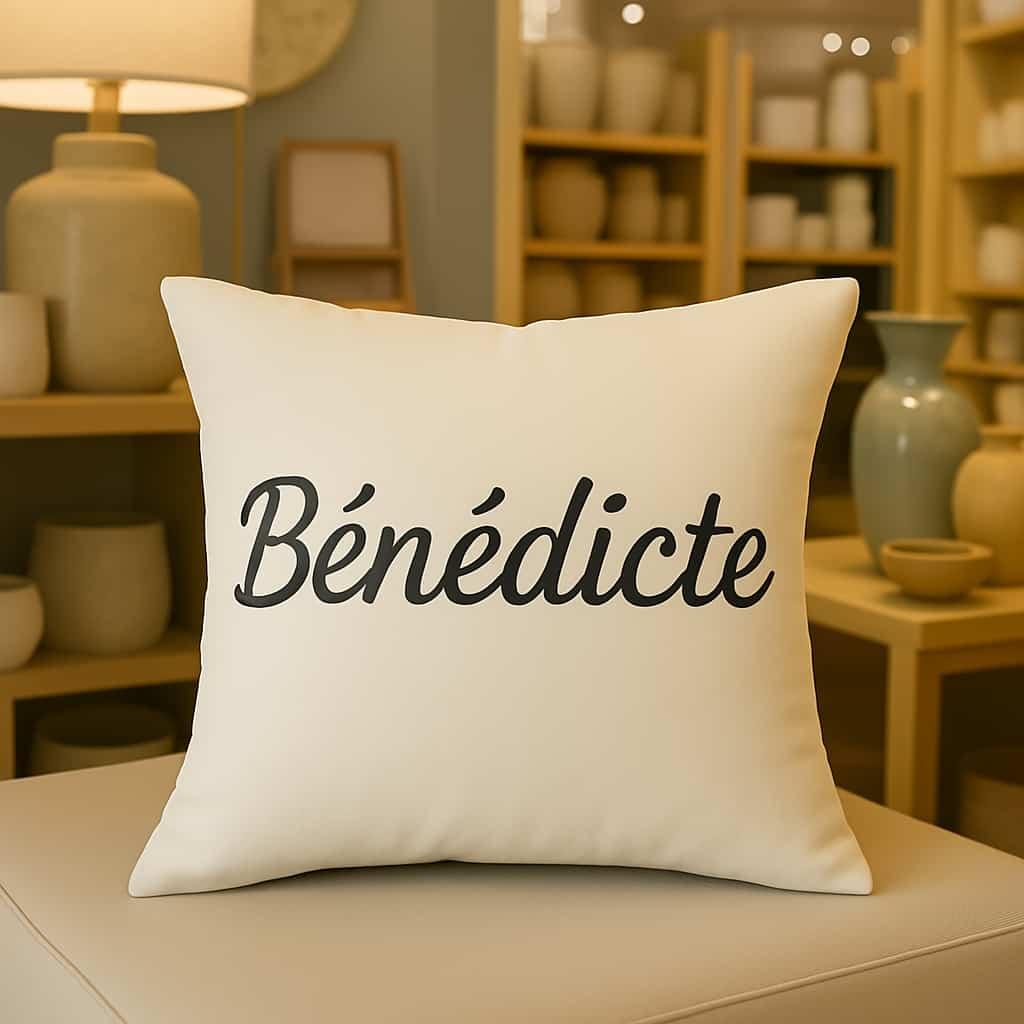 Coussin personnalise avec le prenom benedicte