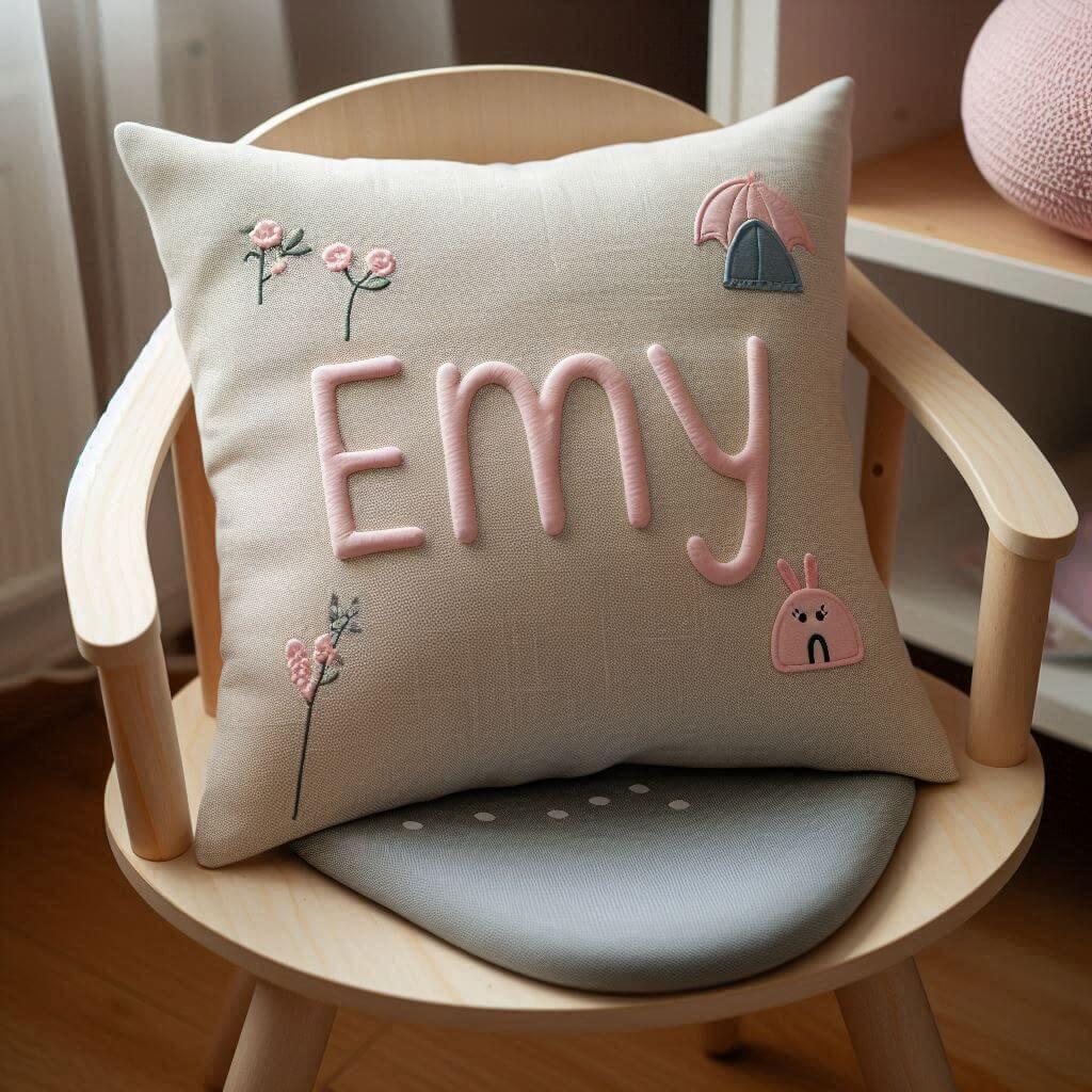 Coussin personnalise avec le prenom emy