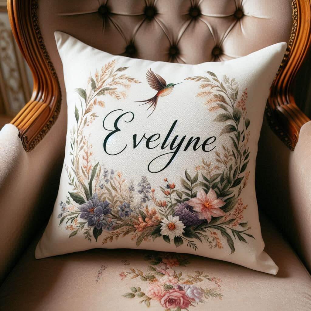 Coussin personnalise avec le prenom evelyne