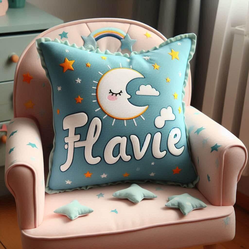Coussin personnalise avec le prenom flavie