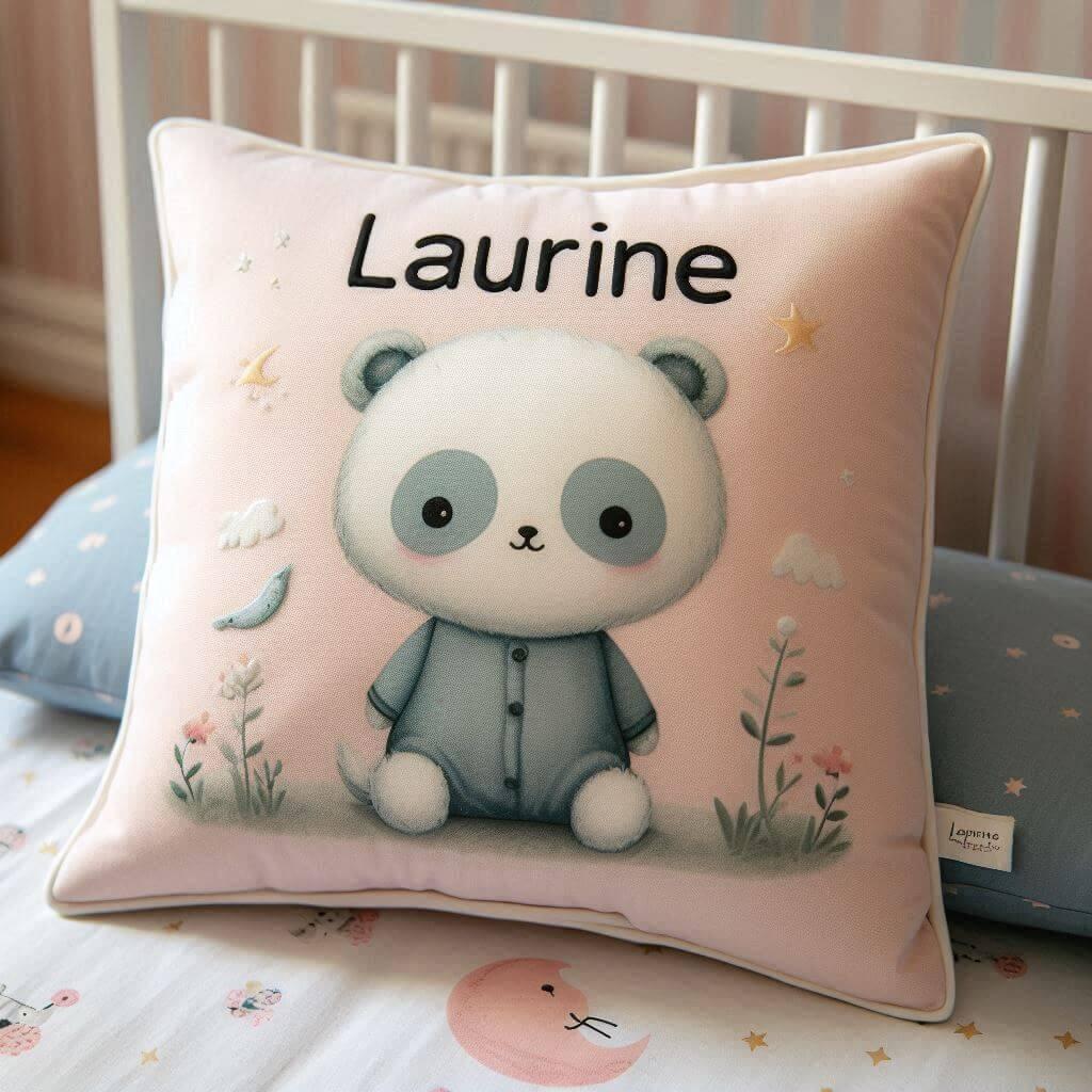 Coussin personnalise avec le prenom laurine