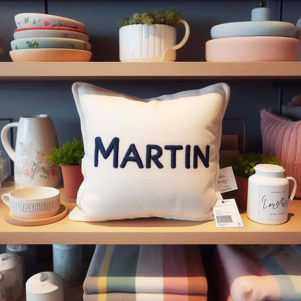 Coussin personnalise avec le prenom martin