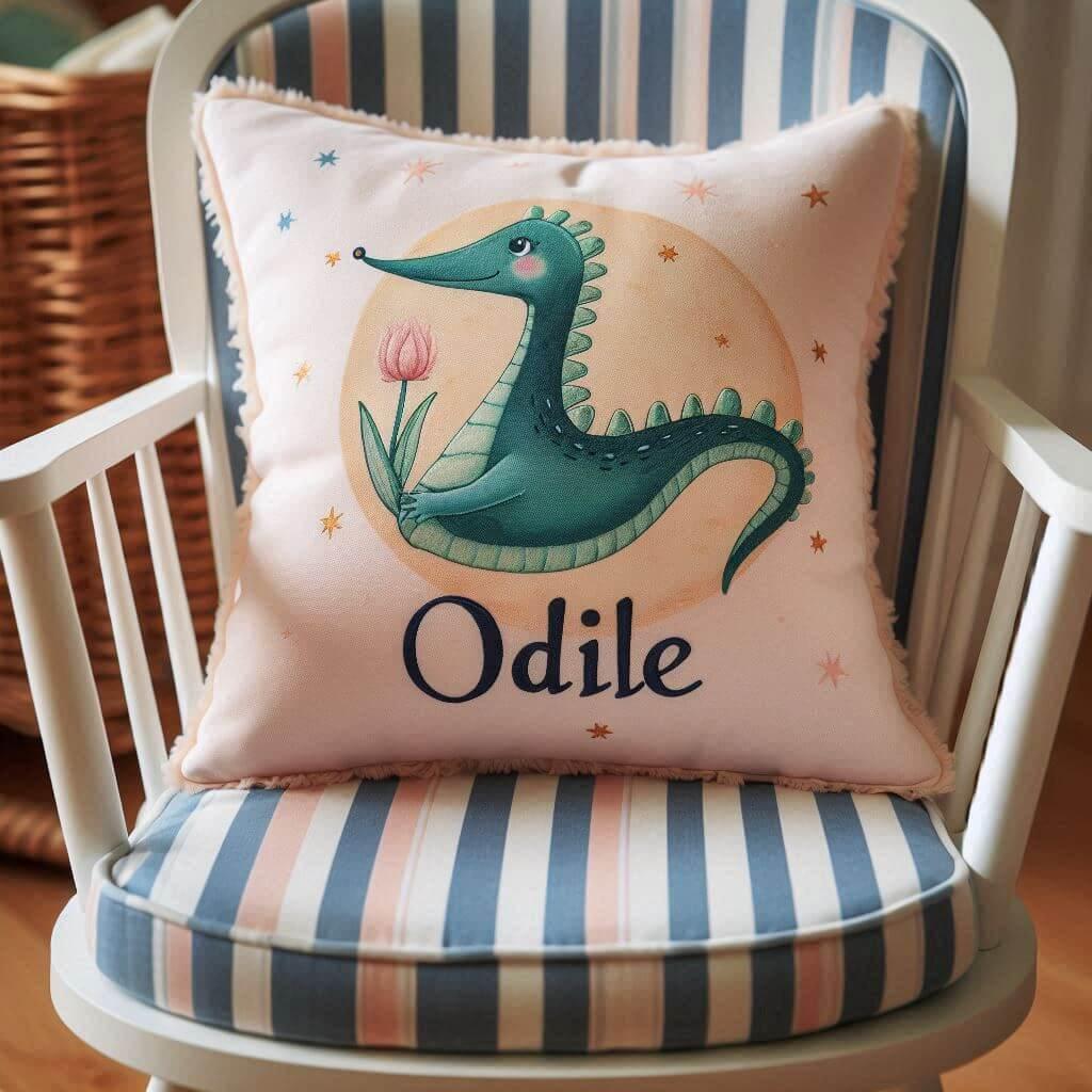 Coussin personnalise avec le prenom odile
