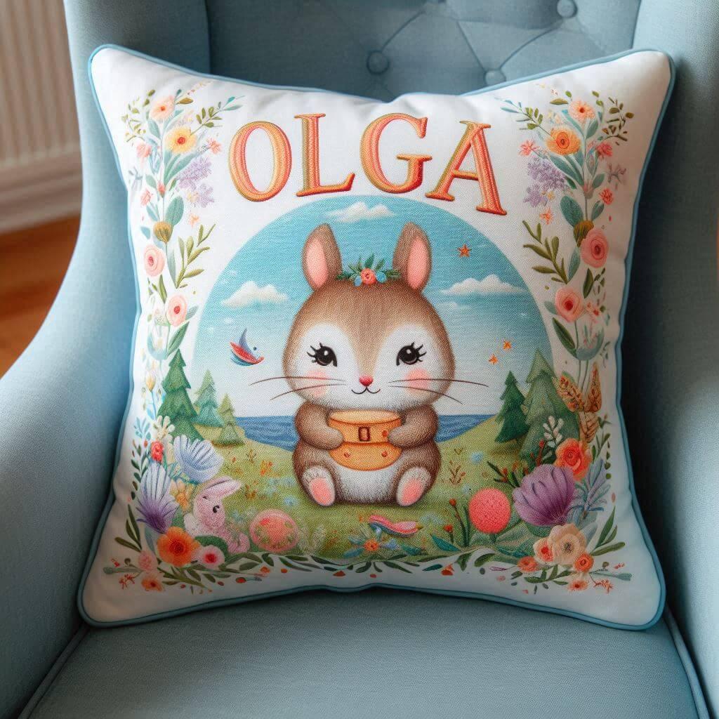 Coussin personnalise avec le prenom olga