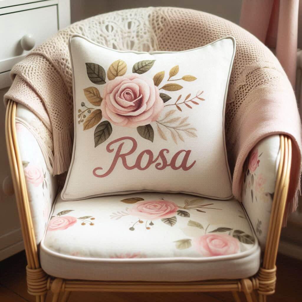 Coussin personnalise avec le prenom rosa