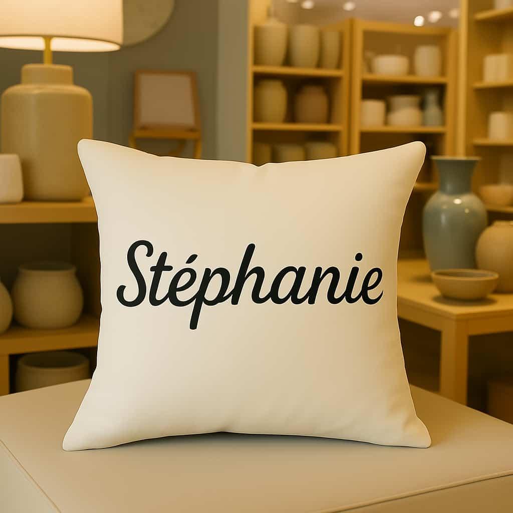 Coussin personnalise avec le prenom stephanie
