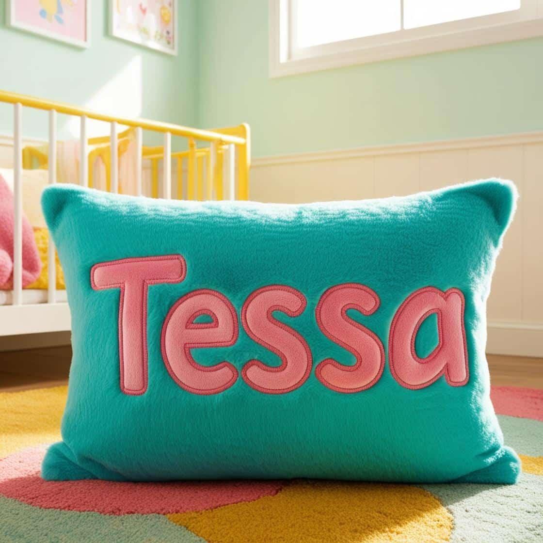 Coussin personnalise avec le prenom tessa