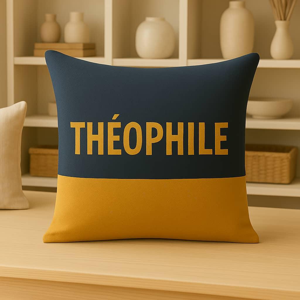 Coussin personnalise avec le prenom theophile 1