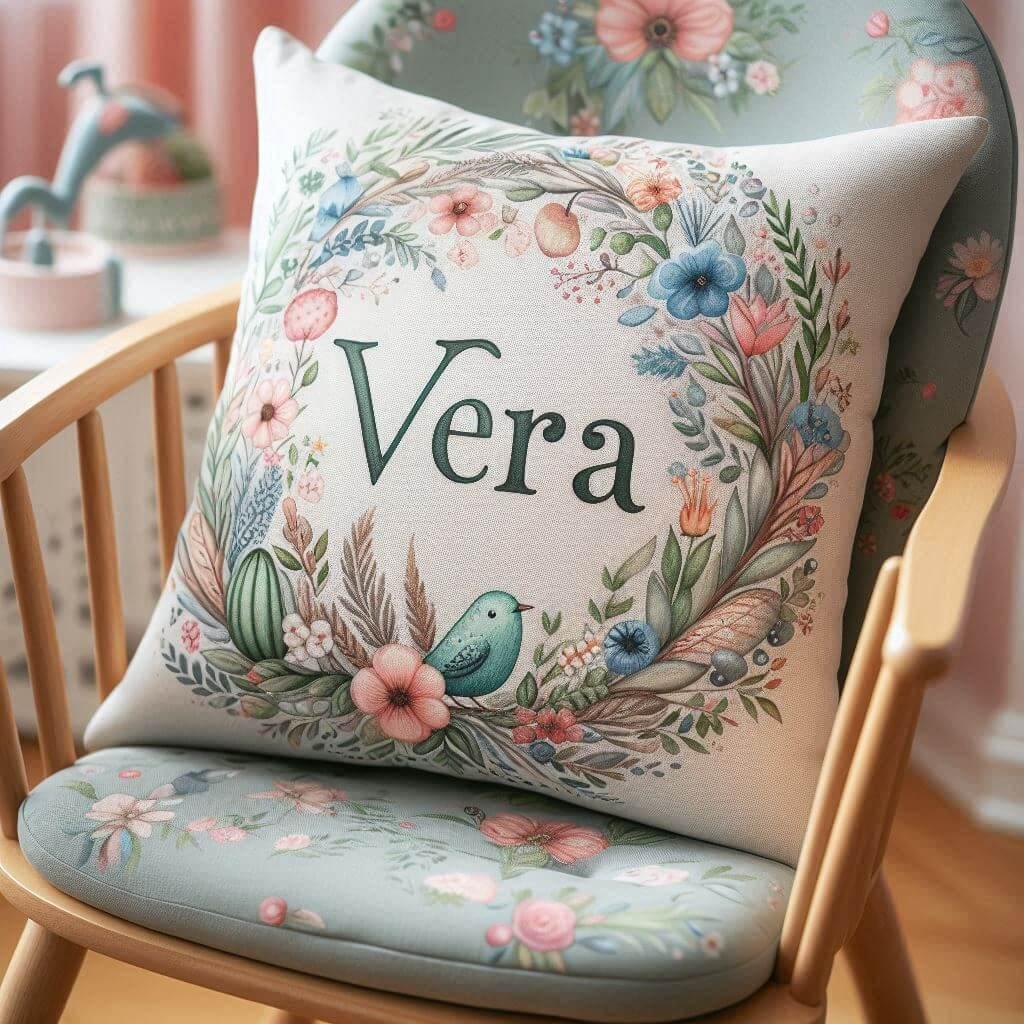 Coussin personnalise avec le prenom vera