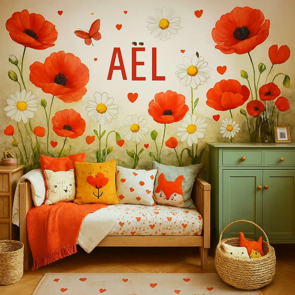 Deco chambre coquelicot pour chambre d enfant coloree et vintage prenom ael