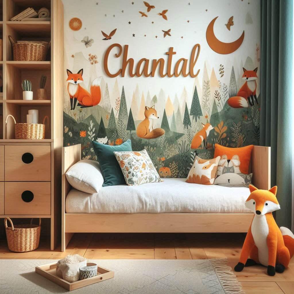 Deco chambre enfant theme renard prenom chantal