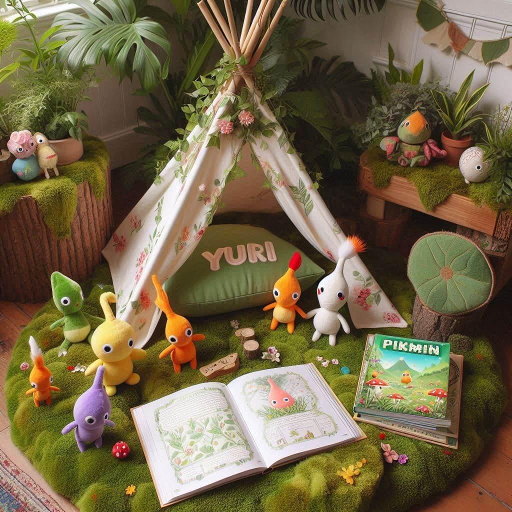 Deco chambre pikmin personnalisee avec le prernom yuri