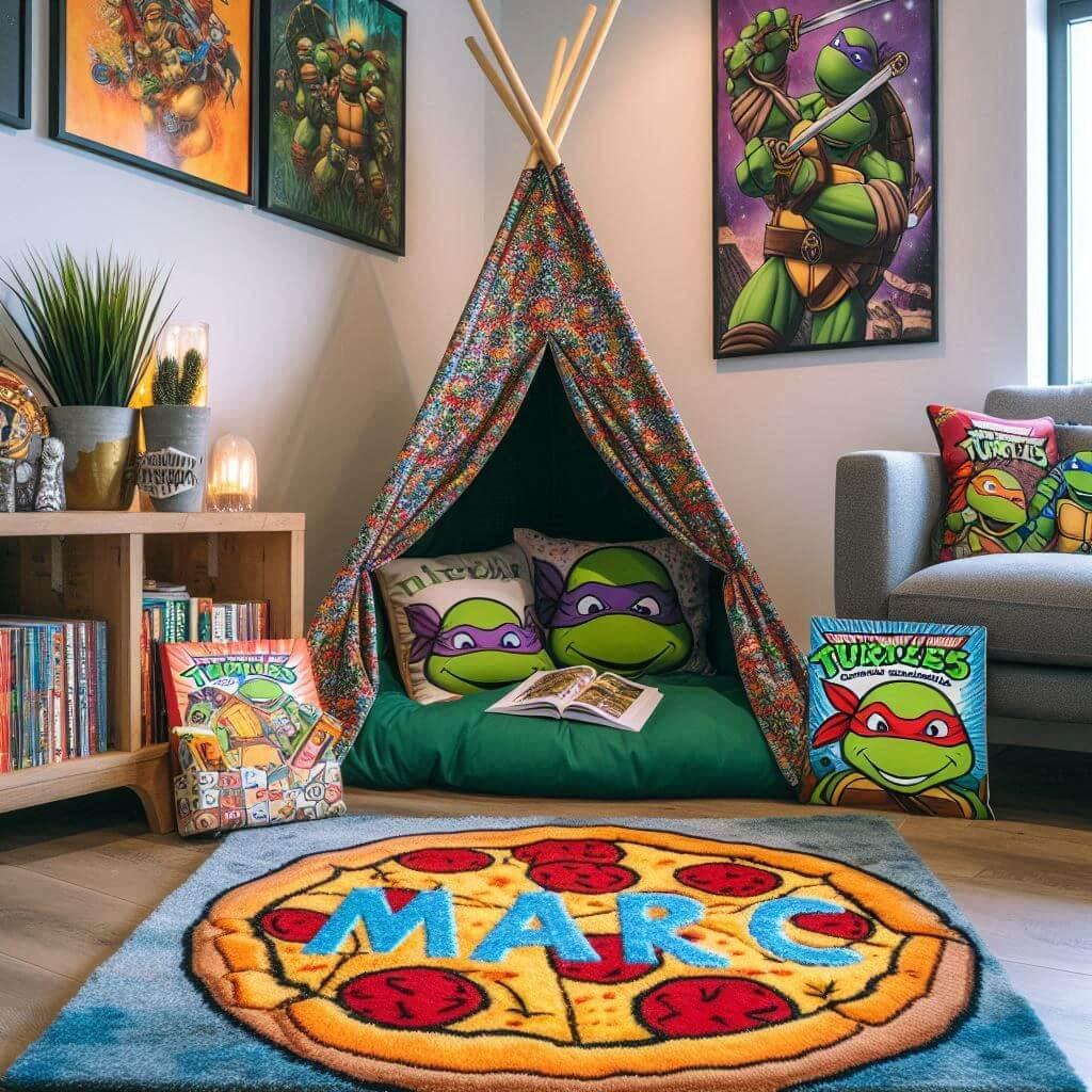 Deco chambre tortue ninja prenom marc