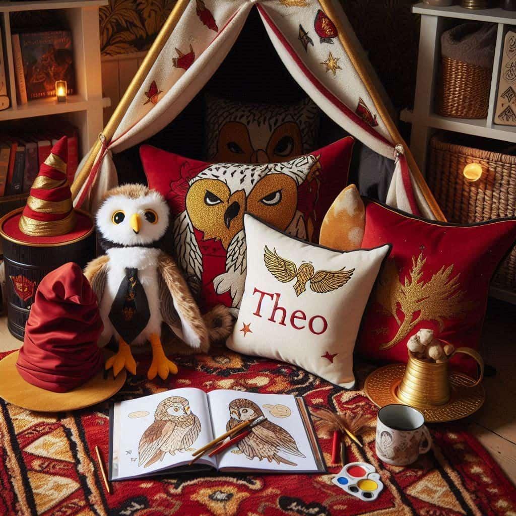 Deco coin lecture theme harry potter personnalise avec le prenom theo