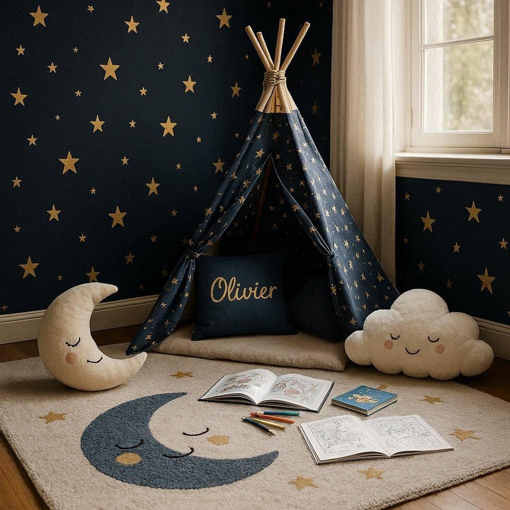 Deco de chambre ciel etoile personnalise avec le prenpm olivier