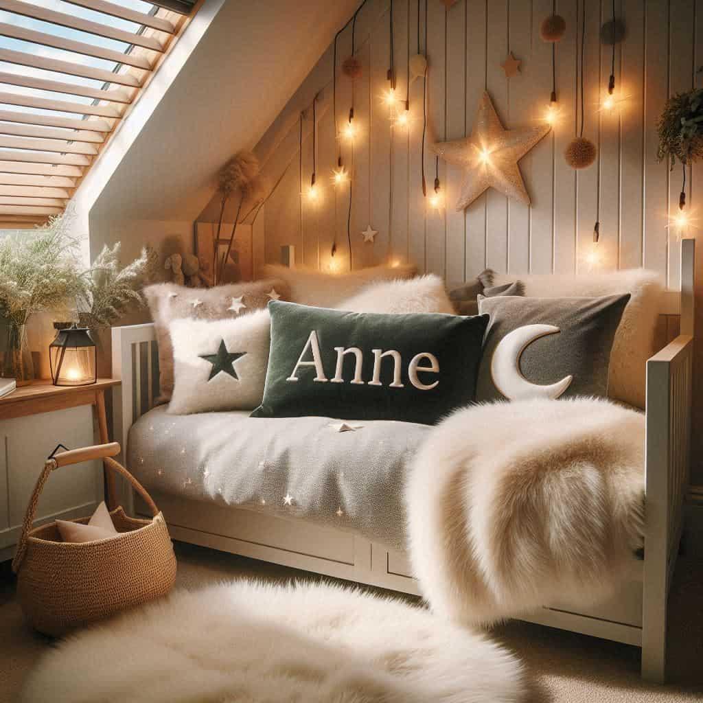 Deco de chambre cocooning pour fille style chalet scandinave prenom anne