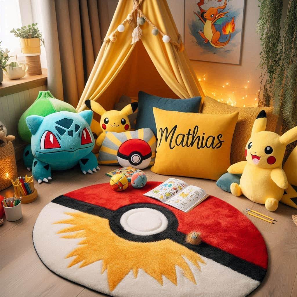 Deco de chambre enfant pokemon personnalise avec le prenom mathias