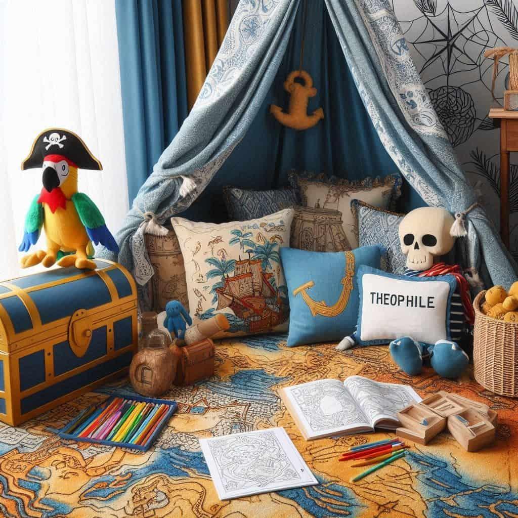 Deco de chambre pirate pour enfant personnalise avec le prenom theophile 1