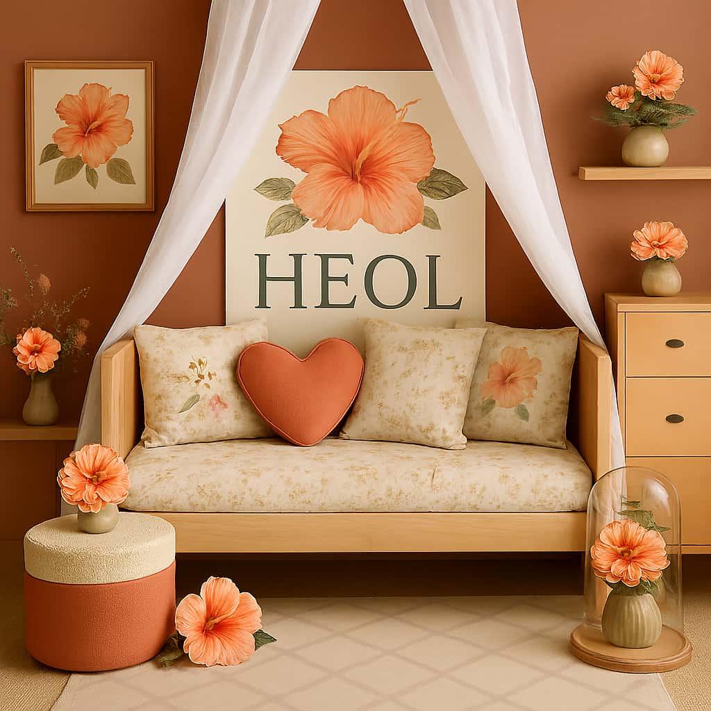 Deco de chambre pour fille theme fleurs hibiscus prenom heol