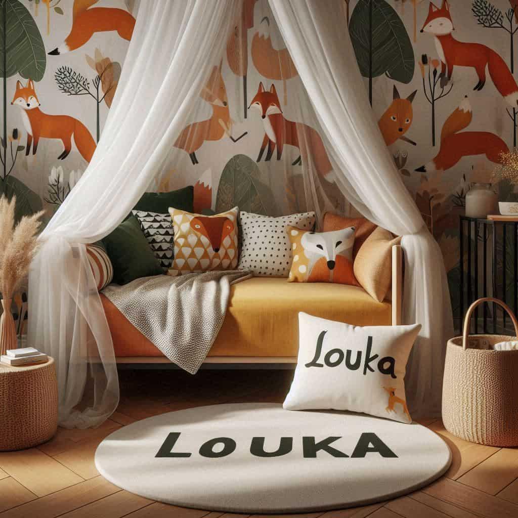 Deco de chambre renard personnalise avec le prenom louka
