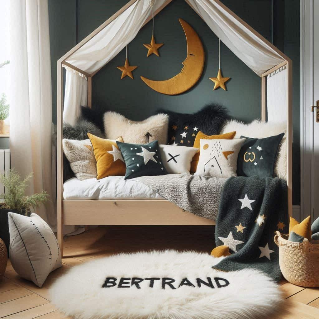 Deco de chambre scandinave personnalisee avec le prenom bertrand