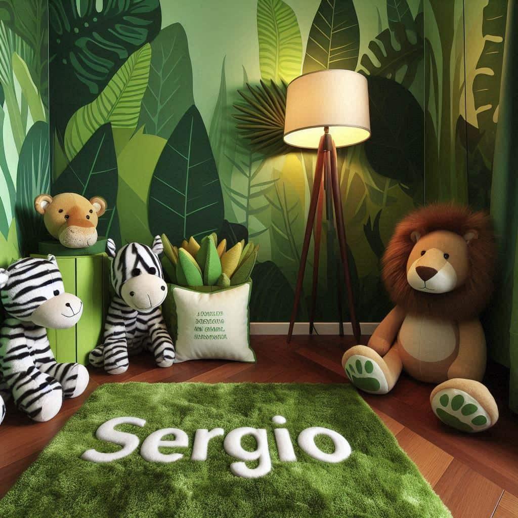 Deco de chambre theme jungle personnalise avec le prenom sergio
