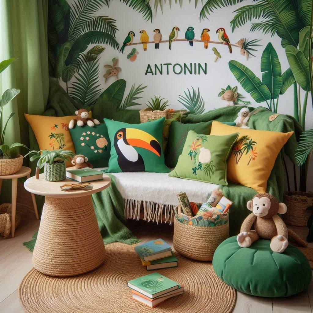 Deco jungle chambre enfant prenom antonin