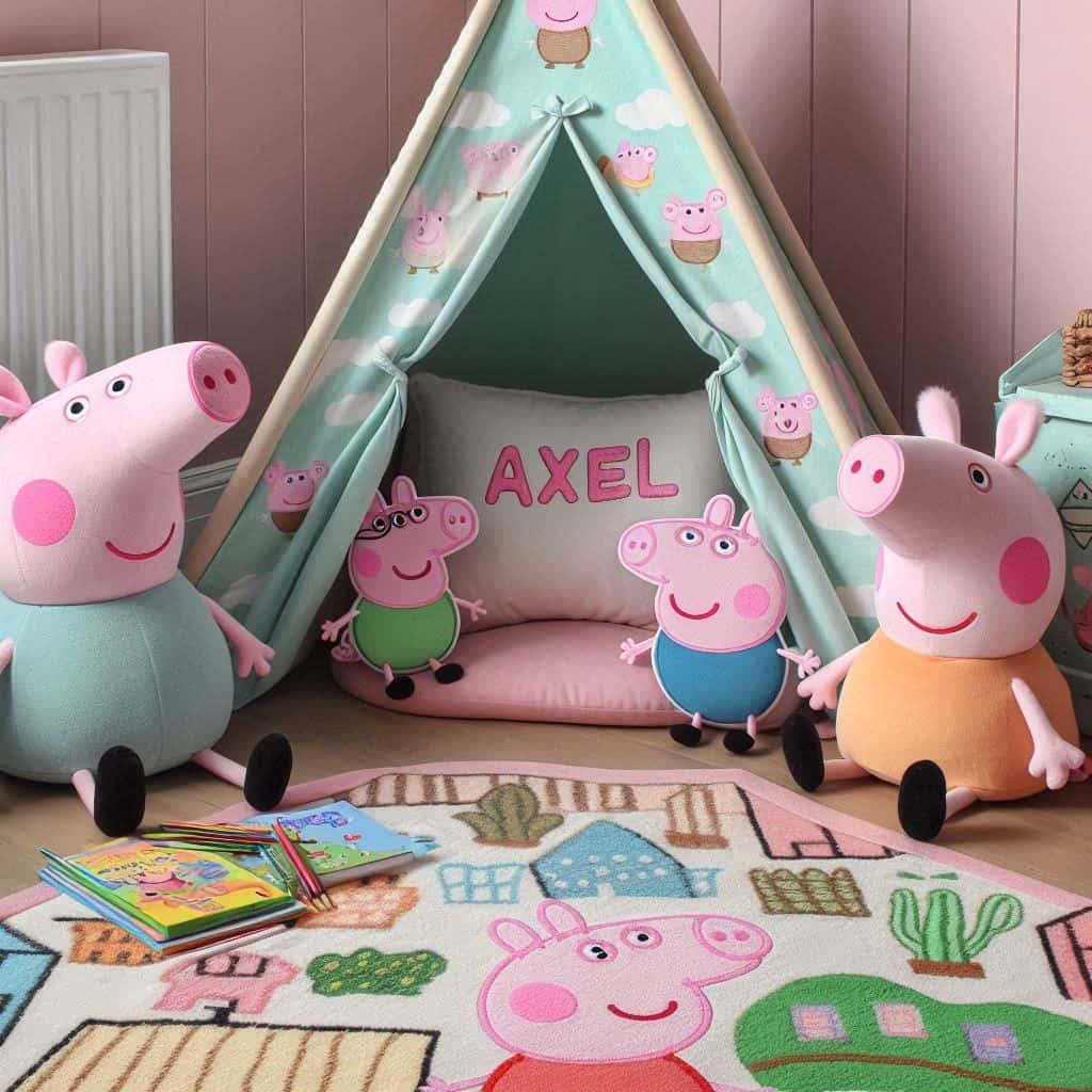 Deco peppa pig pour chambre enfant personnalise avec le prenom axel